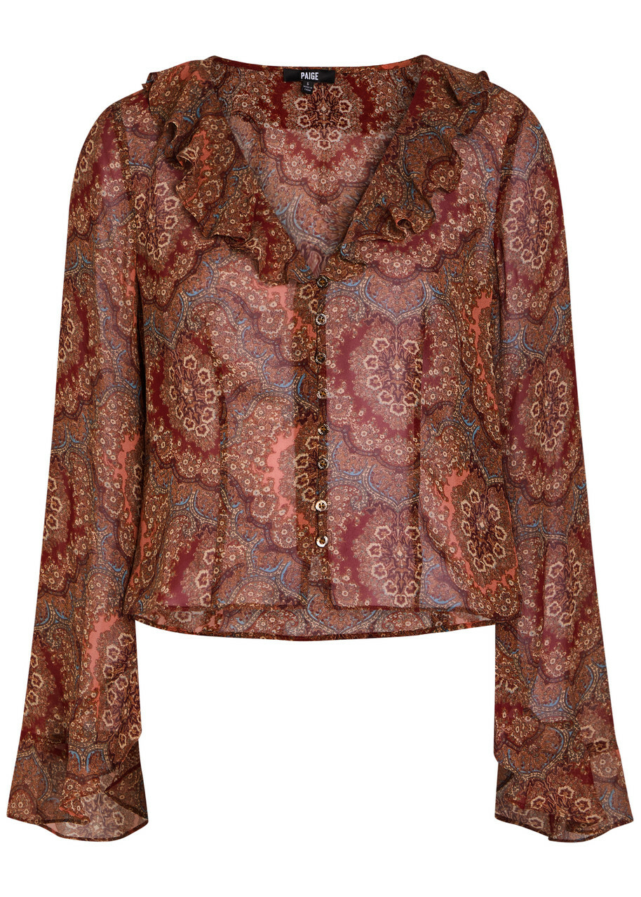Paige Eve Printed Silk-chiffon Blouse Multicoloured