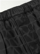 Valentino Garavani - Straight-Leg Mid-Length Logo-Jacquard Swim Shorts - Black