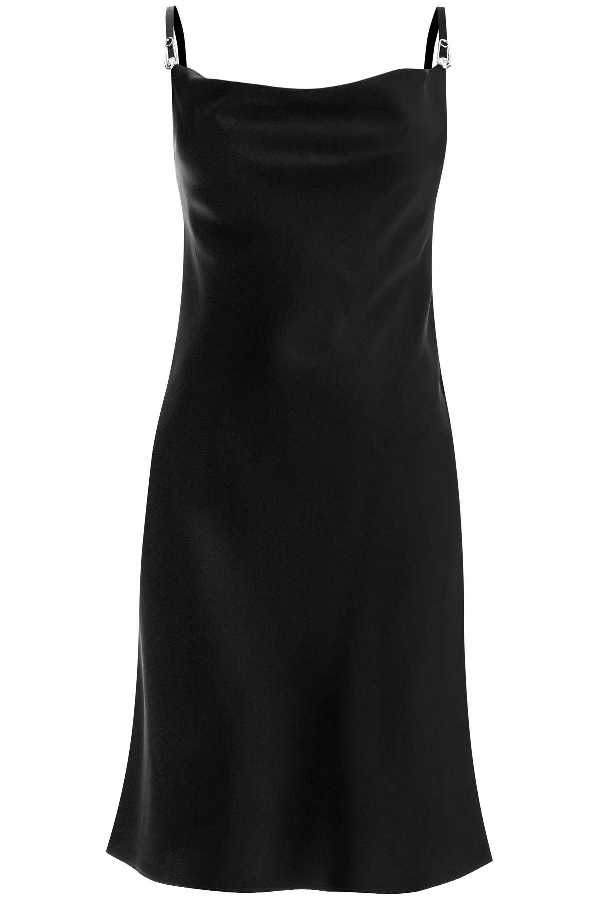 【送料&関税込】Versace Satin Dress With Safety Pin VERSACE satin mini dress with safety pin detail Black Versace