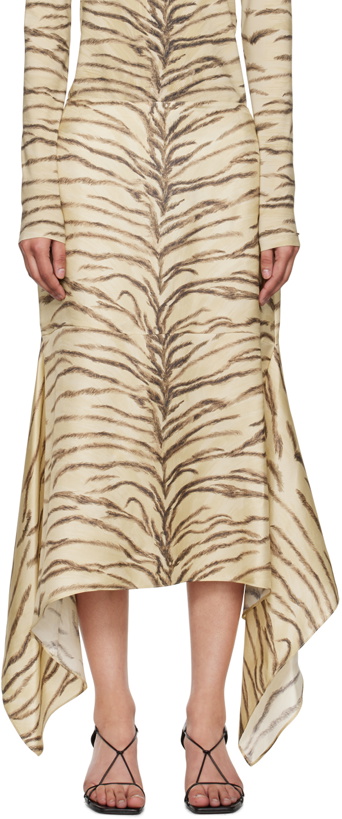 Photo: Stella McCartney Beige Tiger Print Midi Skirt