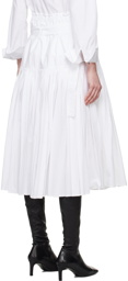 Jil Sander White Pleated Midi Skirt