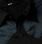 BILLY - Colour-Block Satin Western Shirt - Black