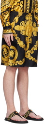 Versace Black Maschera Baroque Shorts