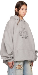 VETEMENTS Gray 'I'm Retired' Oversized Hoodie