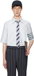 Thom Browne Blue & White Stripe 4-Bar Shirt