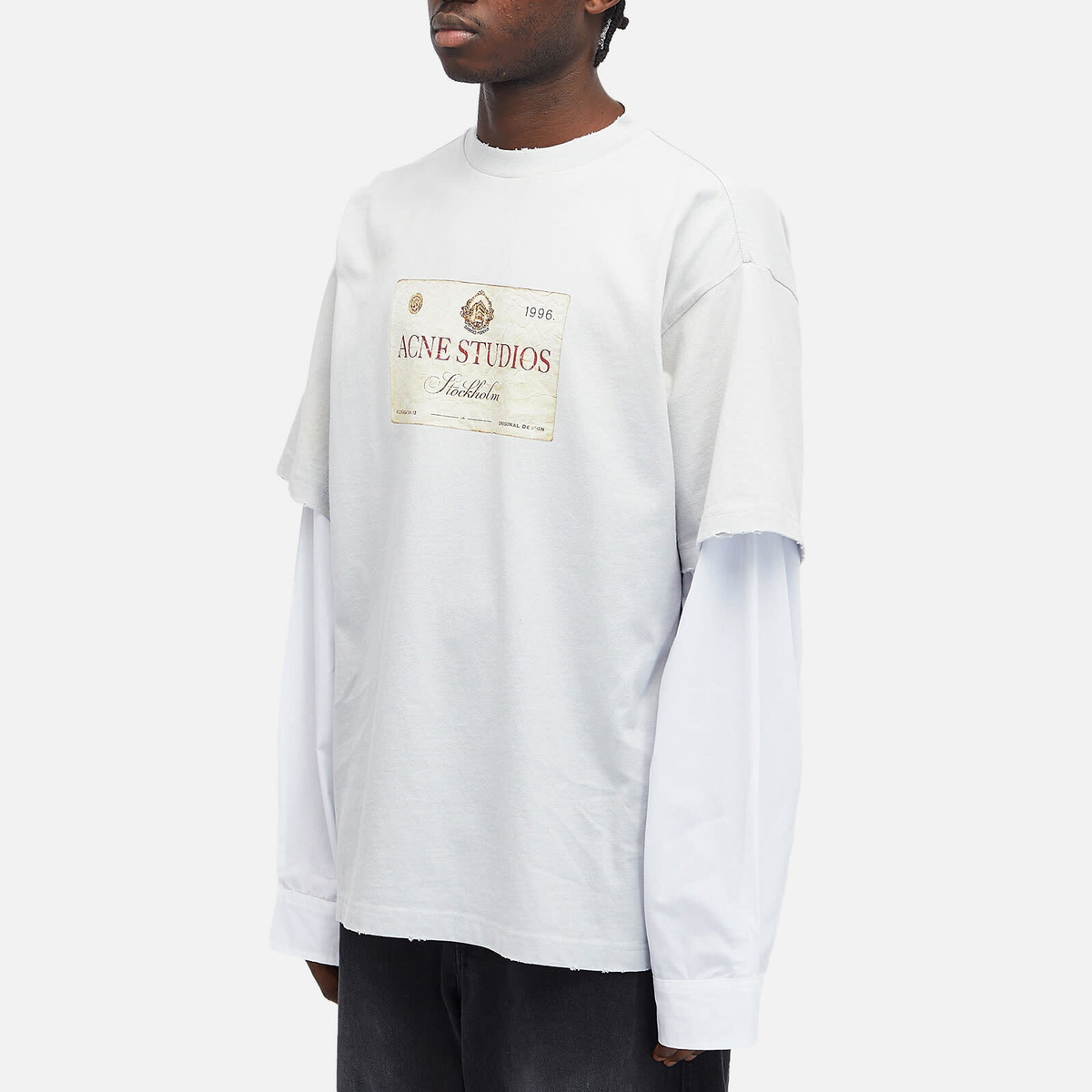 Acne Studios｜ (CL0322 AAB) Acne Studios - Layered print t-shirt - Light grey