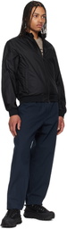 Moncler Navy Belted Seersucker Trousers