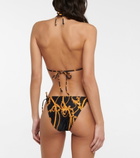 Ganni - Printed self-tie bikini bottoms