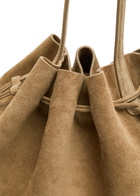 Mansur Gavriel Leather and Suede Drawstring Bucket bag - Camel - One Size