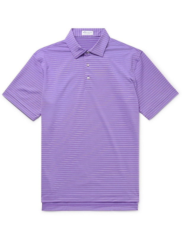 Photo: Peter Millar - Crafty Striped Tech-Jersey Golf Polo Shirt - Purple