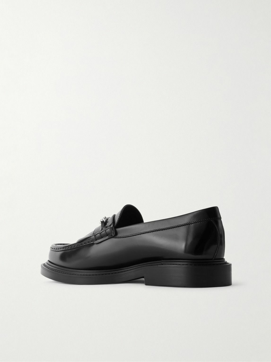CELINE - Logo-Embellished Fringed Leather Loafers - Black