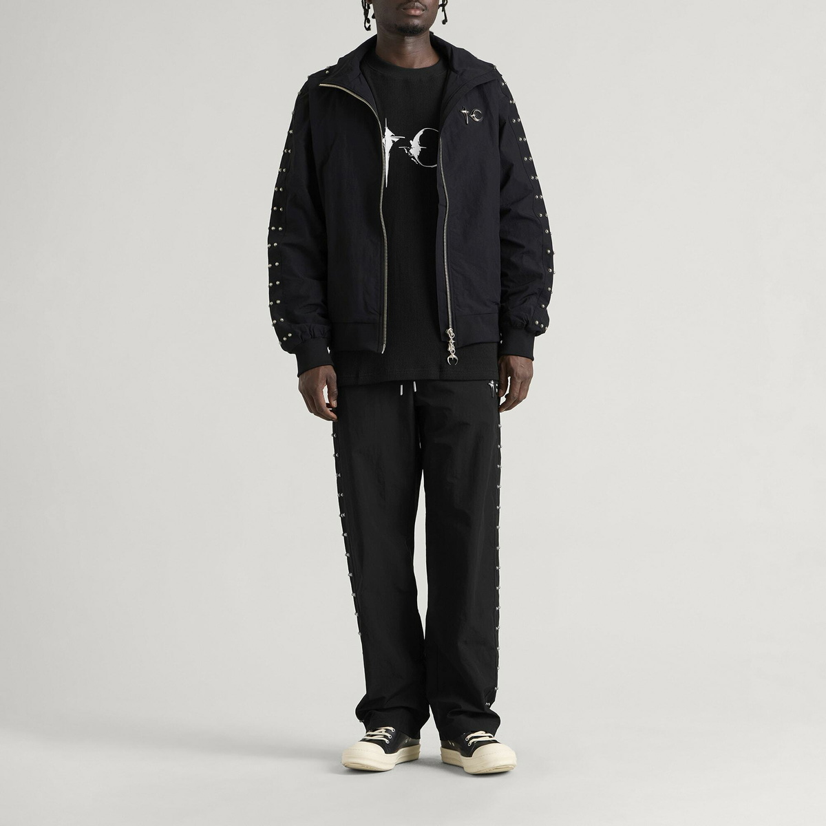 Thug Club Men's Triple Line Stud Track Jacket in Black