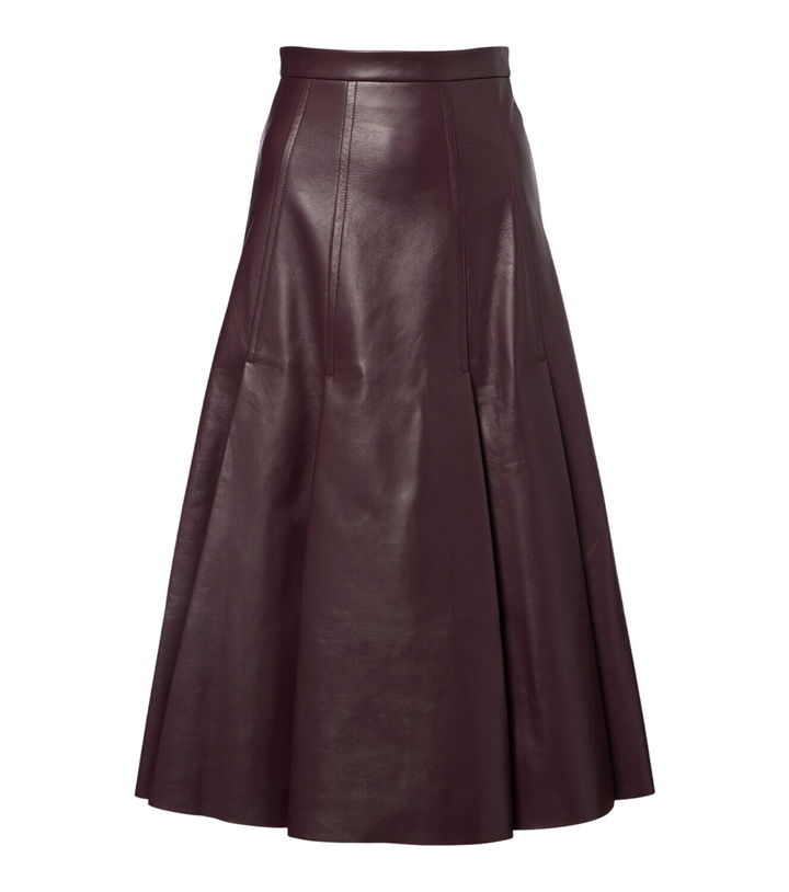 Photo: Emilia Wickstead Kensie high-rise leather midi skirt