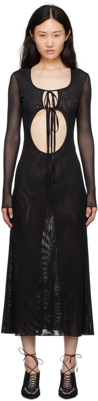 kim shui brown ruffle dress Mesh Brown Wrap Dress – Kim Shui Studio main image 1