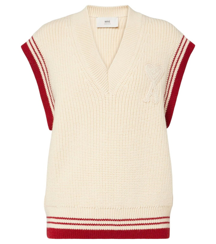 Photo: Ami Paris Ami De Cœur ribbed-knit virgin wool vest
