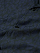 Needles - Convertible-Collar Leopard-Jacquard Shirt - Blue
