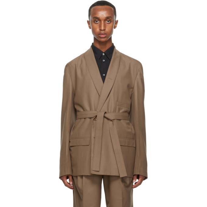 Photo: Lemaire Beige Wool Double-Breasted Belted Blazer