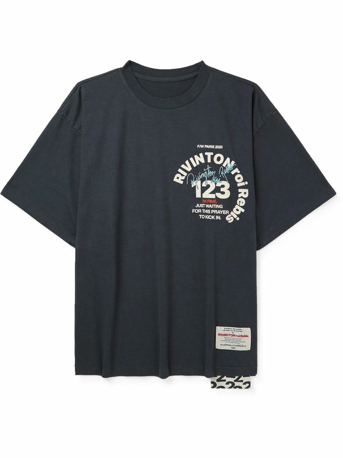 Photo: RRR123 - C.V.A. Paris Logo-Print Appliquéd Cotton-Jersey T-Shirt - Black
