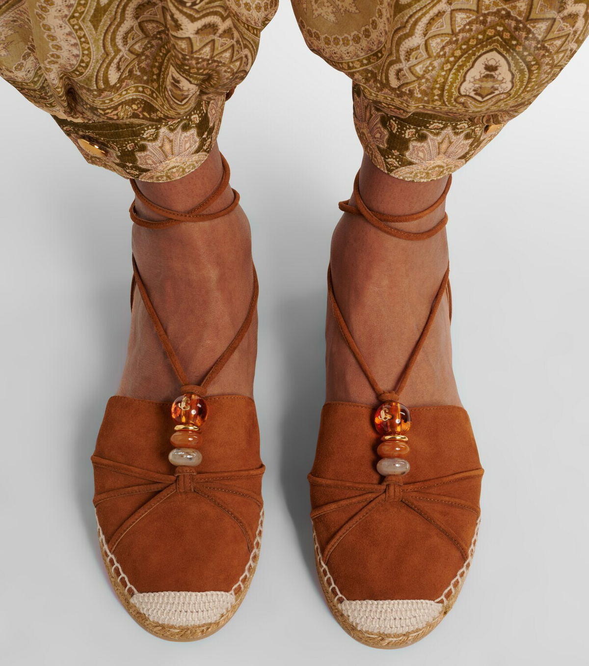 Jimmy Choo Lemi embellished suede espadrilles