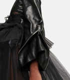 Noir Kei Ninomiya - Cropped cutout leather jacket