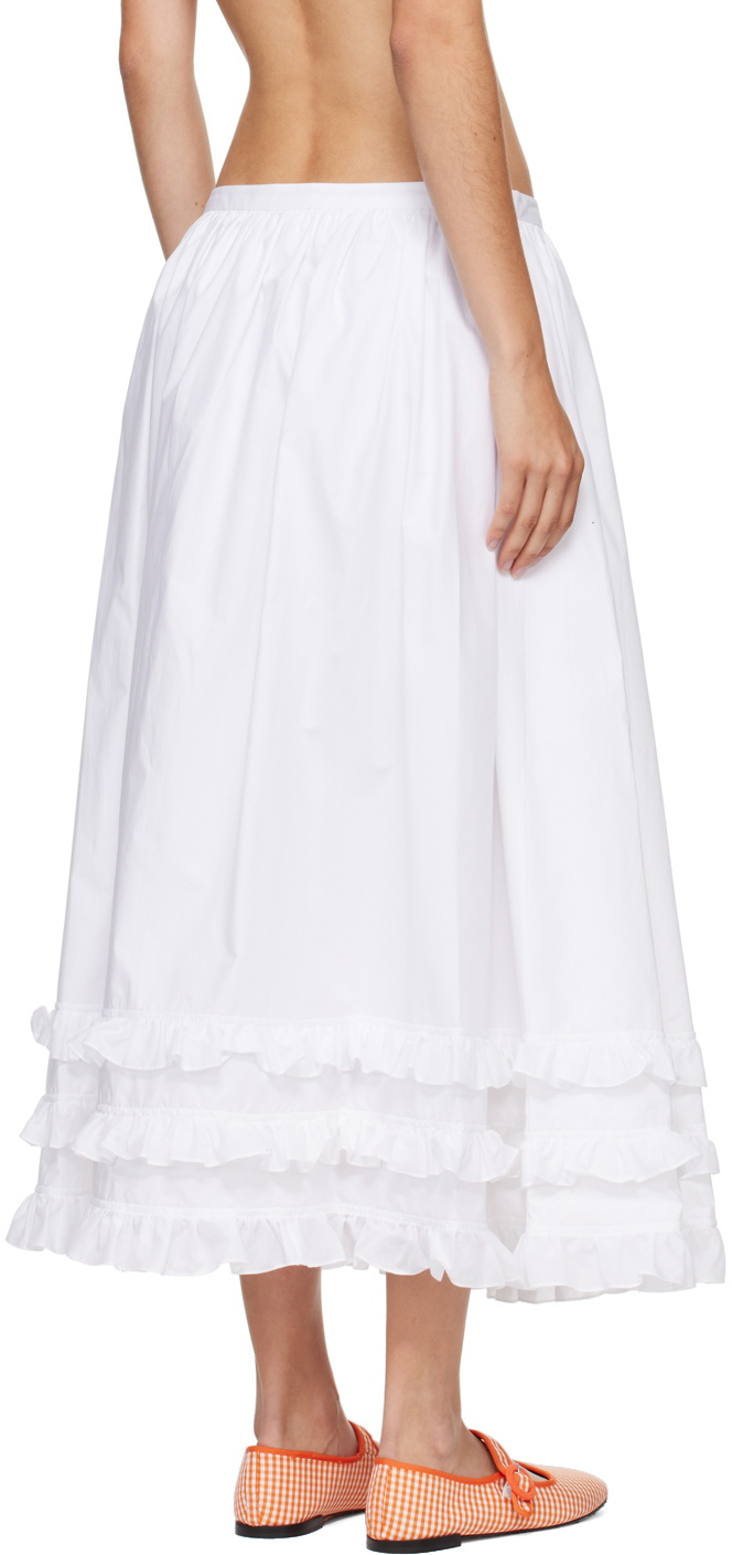 Molly Goddard White Olive Midi Skirt