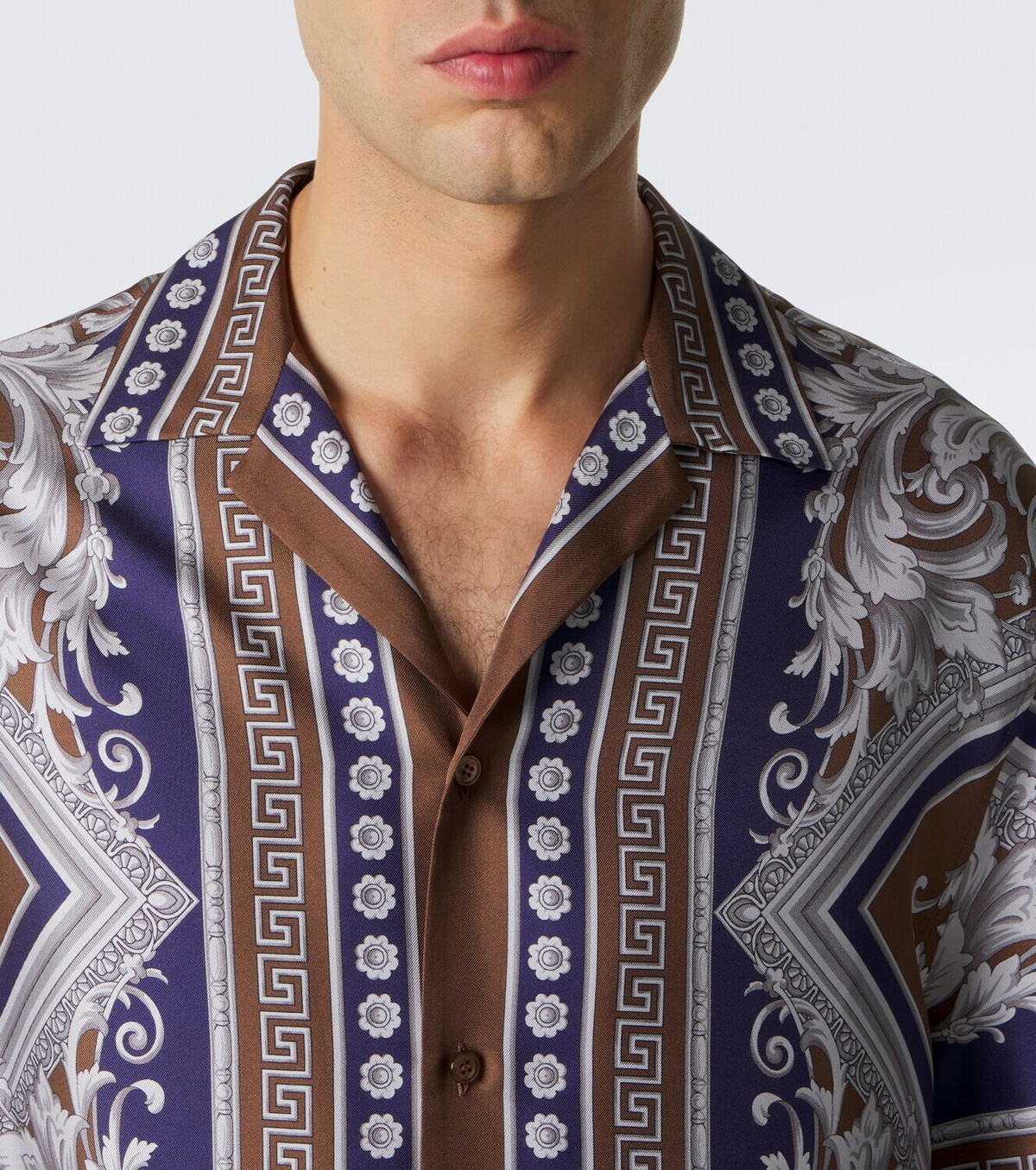 Versace Neoclassical Barocco silk twill bowling shirt