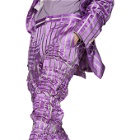 Comme des Garcons Homme Plus Purple Silk Satin Stripe Trousers