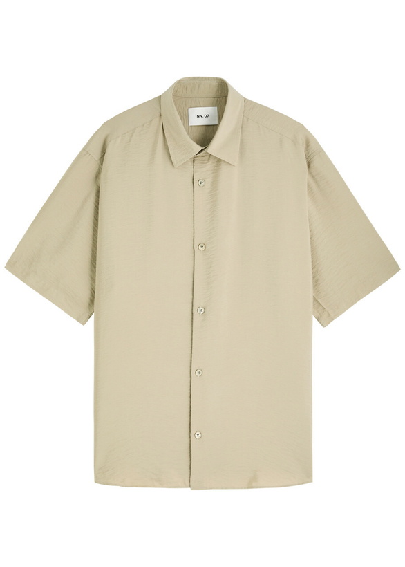 Photo: NN07 Freddy Crinkled Modal-blend Shirt Blue