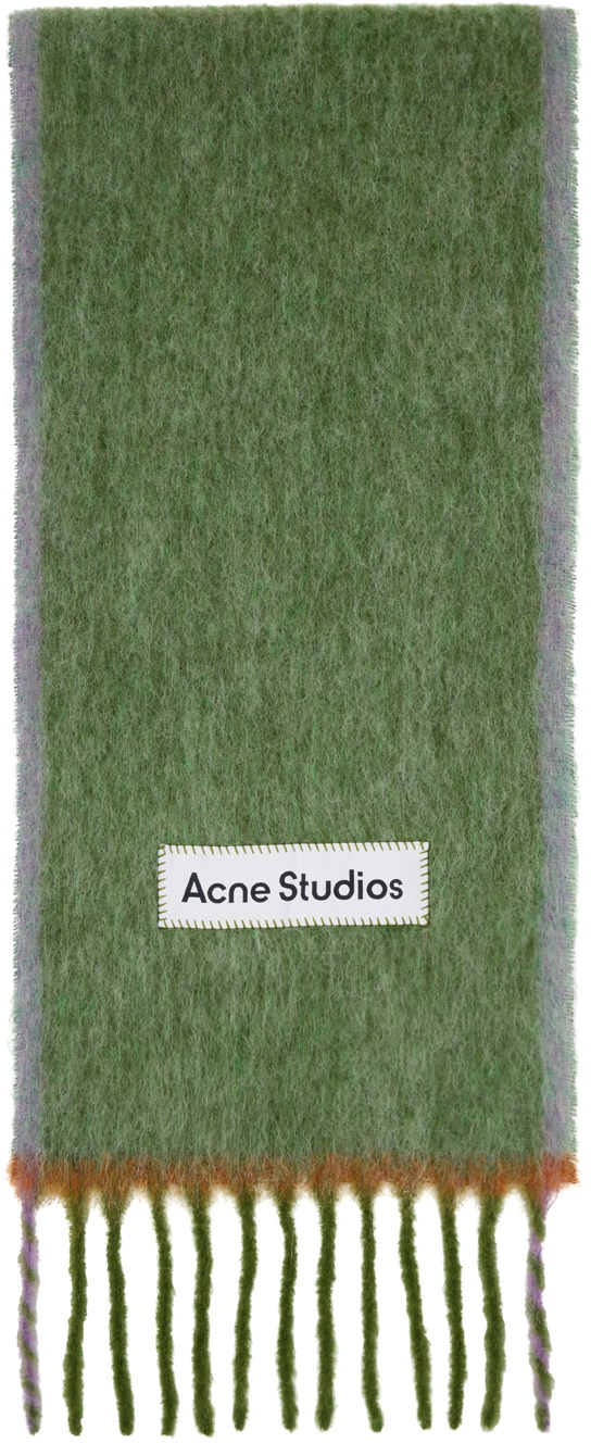 Acne Studios Green Wool Mohair Scarf Acne Studios