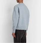 AMI - Oversized Logo-Intarsia Virgin Wool Sweater - Blue
