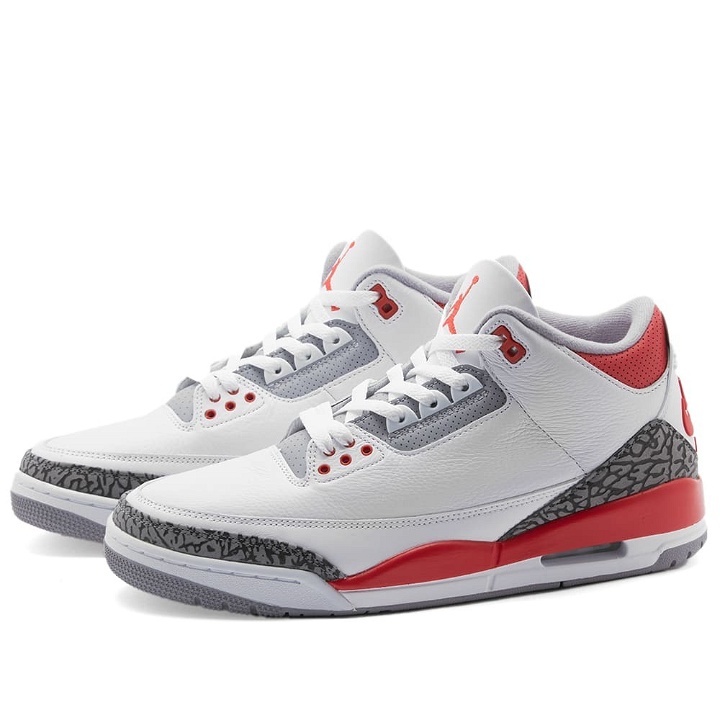 Photo: Air Jordan Men's 3 Retro Sneakers in White/Red/Black/Cement Grey