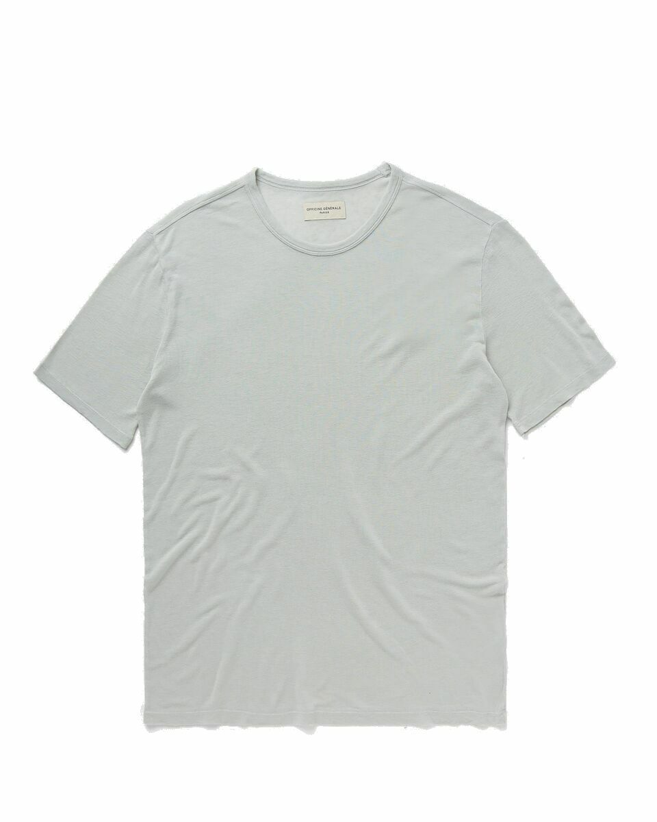 Photo: Officine Générale Ss Tee Gmt Dye Tencel Linen Tee Shirt Grey - Mens - Shortsleeves