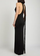 The New Arrivals Ilkyaz Ozel Olympia Scarf-effect Stretch-jersey Maxi Dress Black