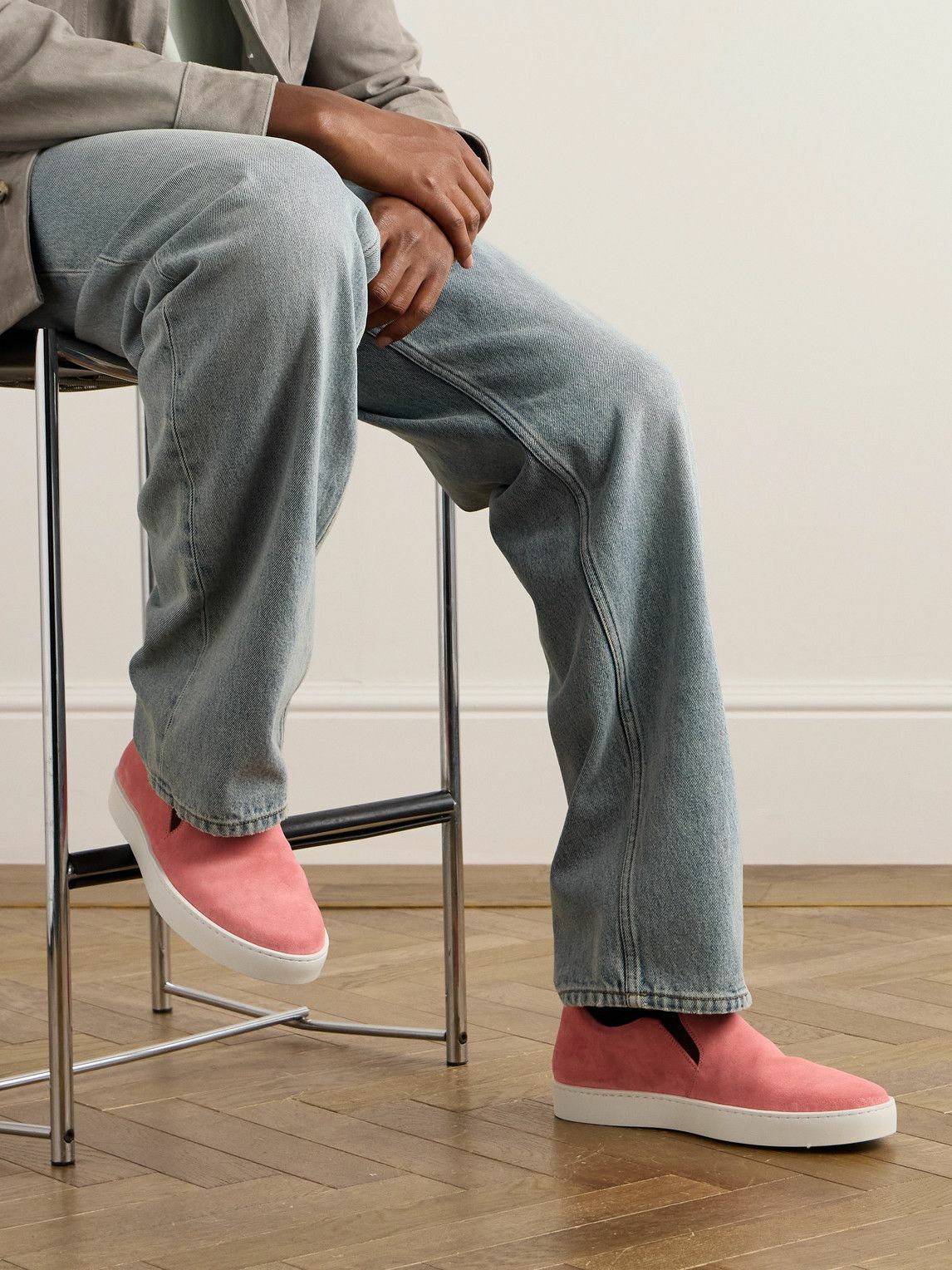 Manolo Blahnik - Nadores Suede Slip-On Sneakers - Pink