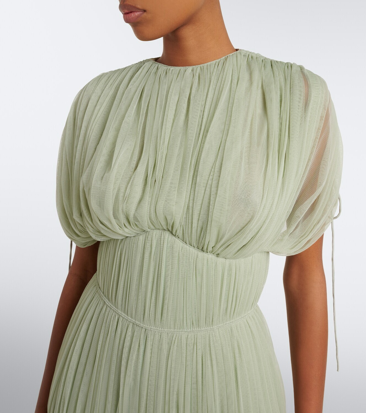 De La Vali Nymera pleated tulle corset gown