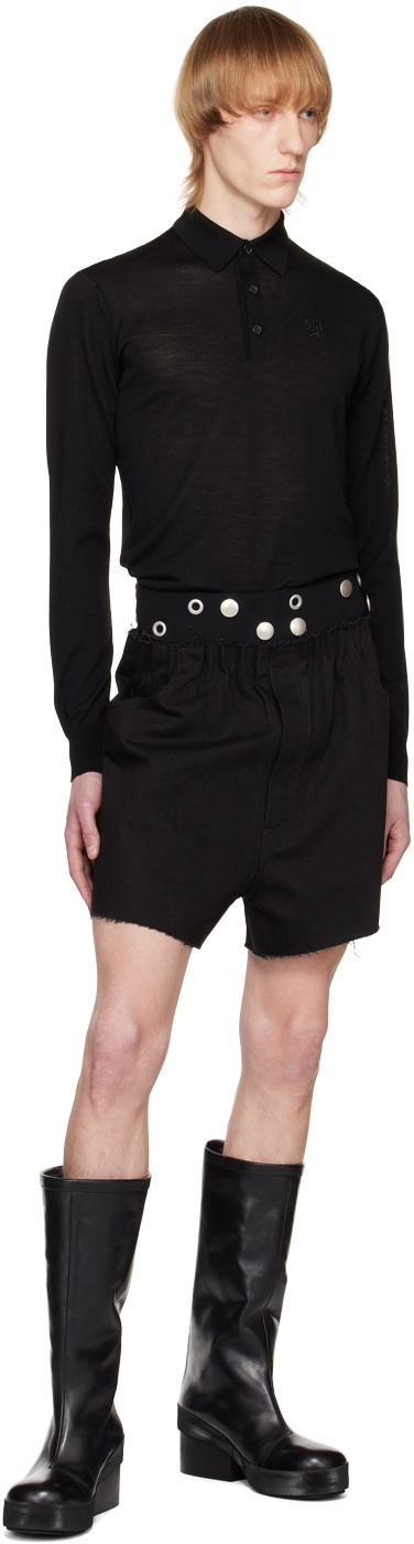 Raf Simons Black Eyelet Denim Shorts