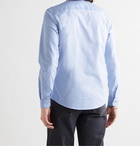 AMI PARIS - Button-Down Collar Logo-Embroidered Cotton Oxford Shirt - Blue