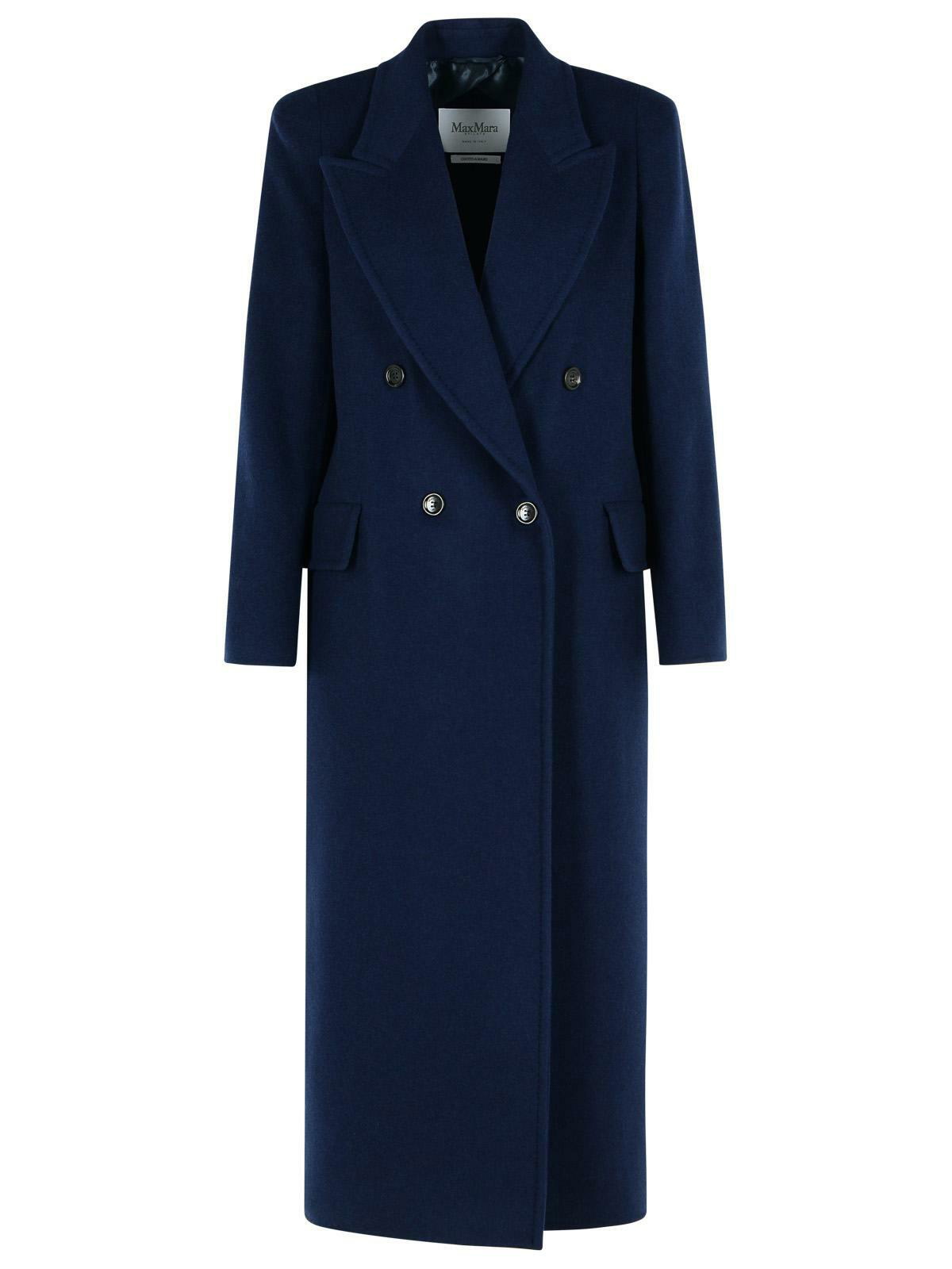 トレンチコート Max Mara Albania' Blue Virgin Wool Blend Coat Max Mara albania Blue Virgin Wool Blend Coat Max Mara