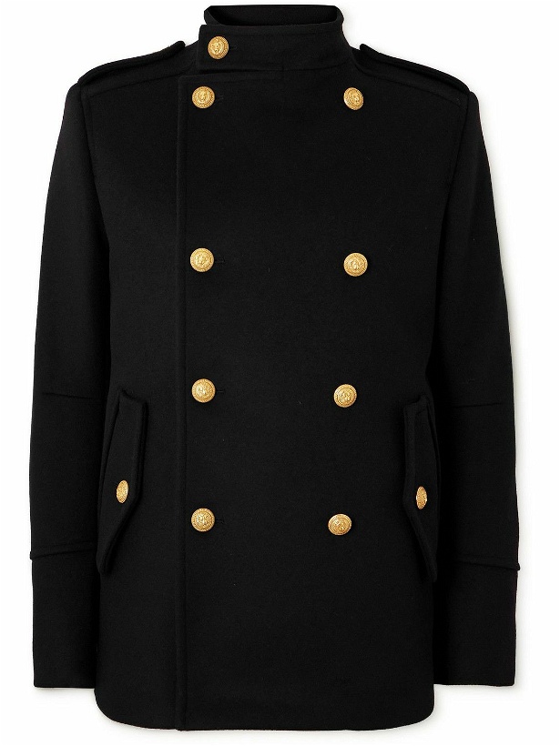 Photo: Balmain - Officer Double-Breasted Wool Coat - Black