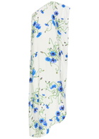 Stella Mccartney Asymmetric Floral-print Satin Maxi Dress White