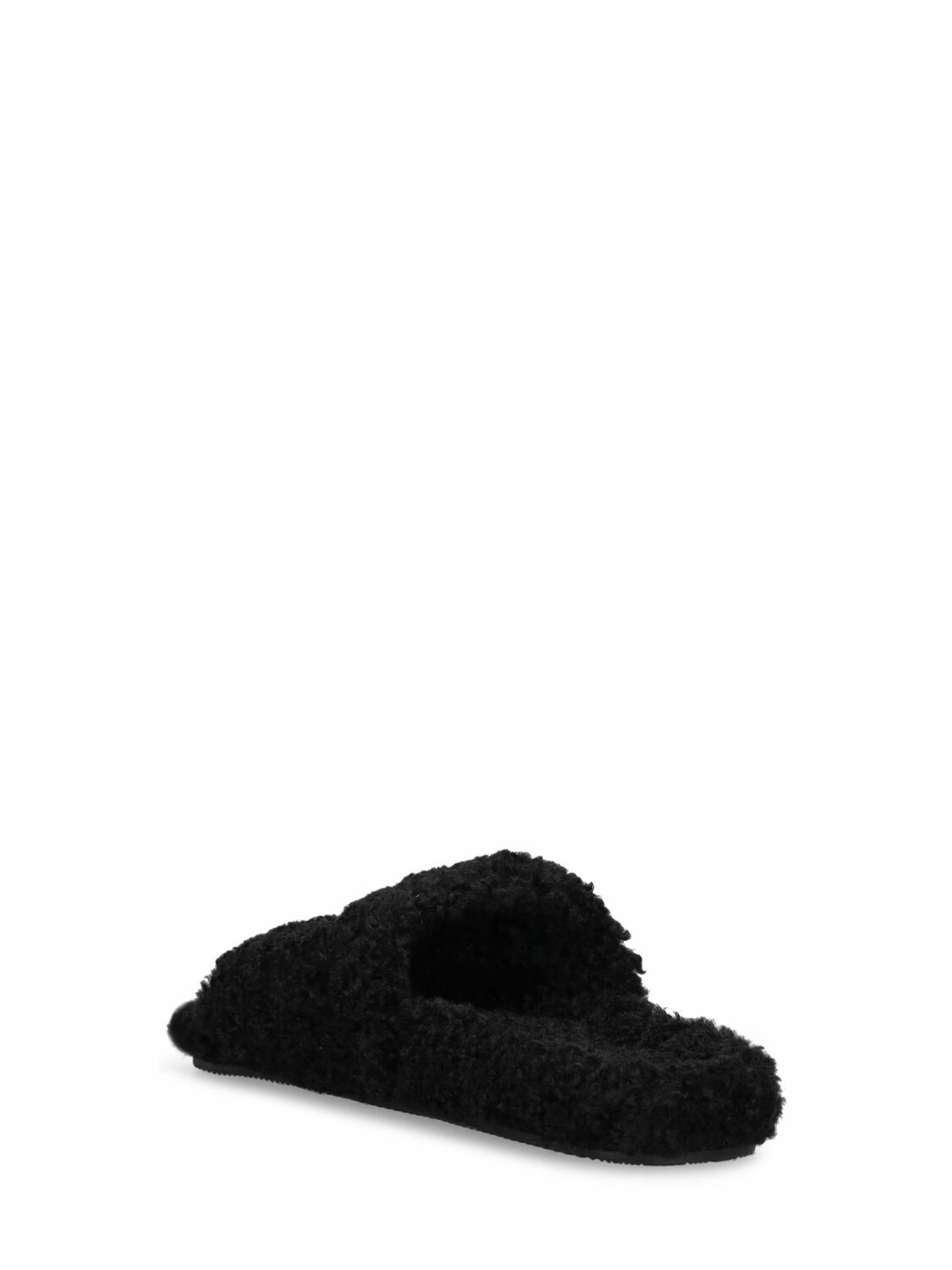 BALENCIAGA - Political Logo Furry Slide Sandals Balenciaga