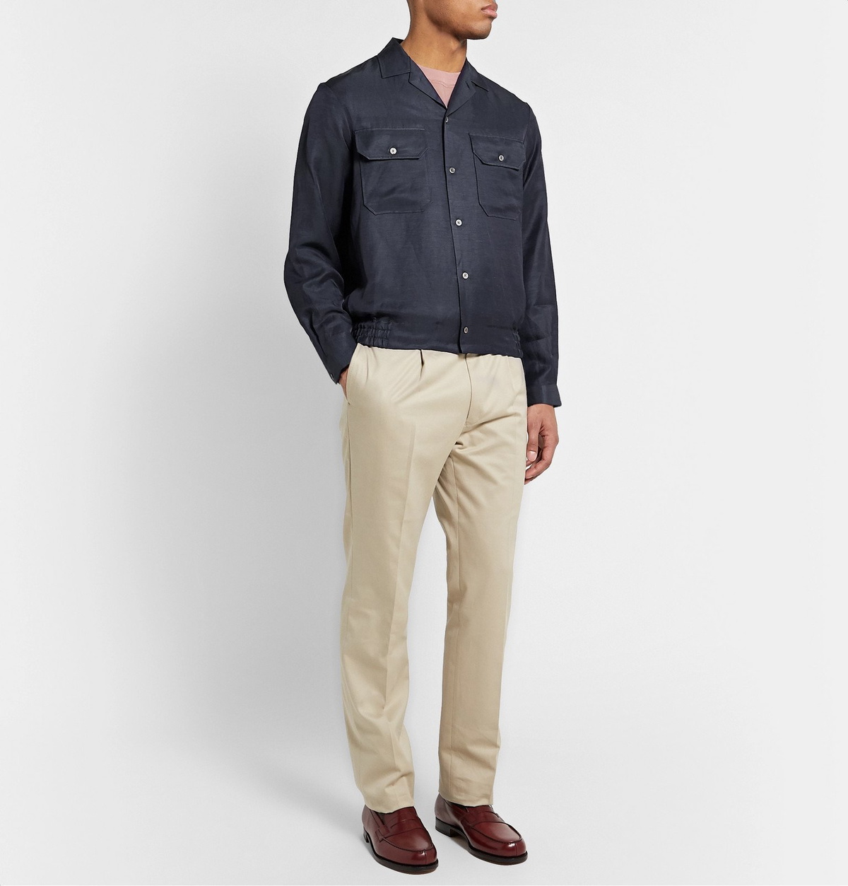 Camoshita - Camp-Collar Linen-Blend Overshirt - Blue