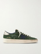 Golden Goose - Stardan Distressed Leather-Trimmed Suede Sneakers - Green
