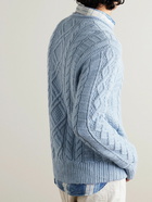 Polo Ralph Lauren - Cable-Knit Cotton, Cashmere and Linen-Blend Sweater - Blue