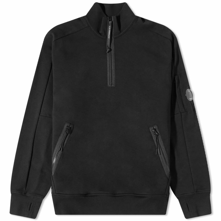 Photo: C.P. Company Men's Lens Detail Quarter Zip Sweat in Black