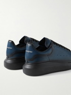 Alexander McQueen - Exaggerated-Sole Leather Sneakers - Blue