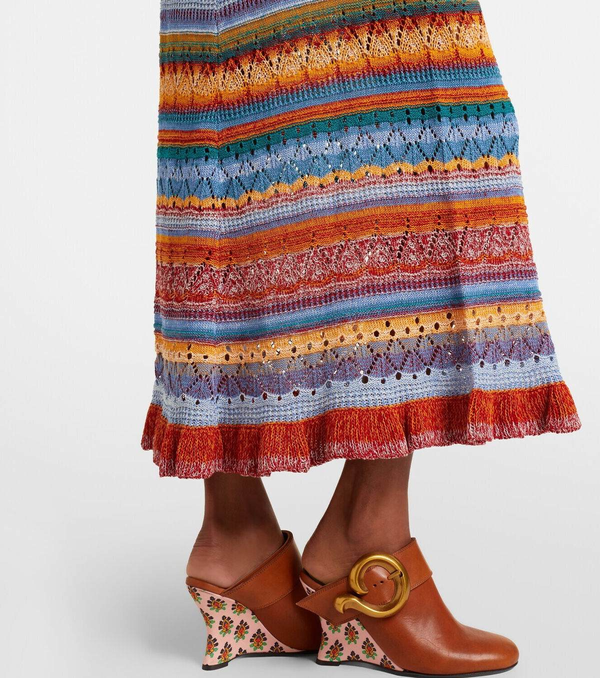 Etro Crochet striped cotton maxi dress