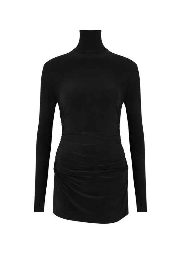 Photo: Norma Kamali Pickleball Ruched Stretch-jersey Mini Dress Black