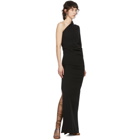 Supriya Lele Black Wool One-Shoulder Ruched Dress