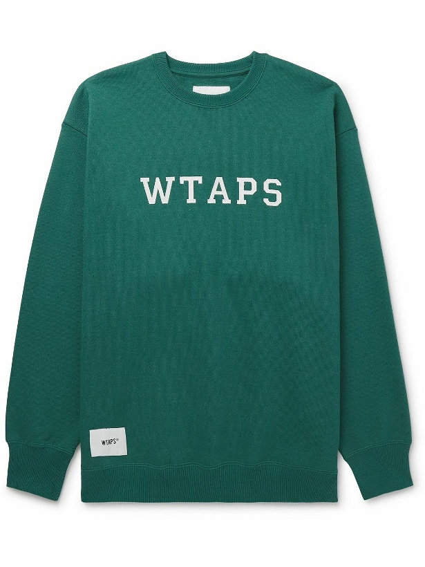 Photo: WTAPS - Logo-Appliquéd Cotton-Jersey Sweatshirt - Green